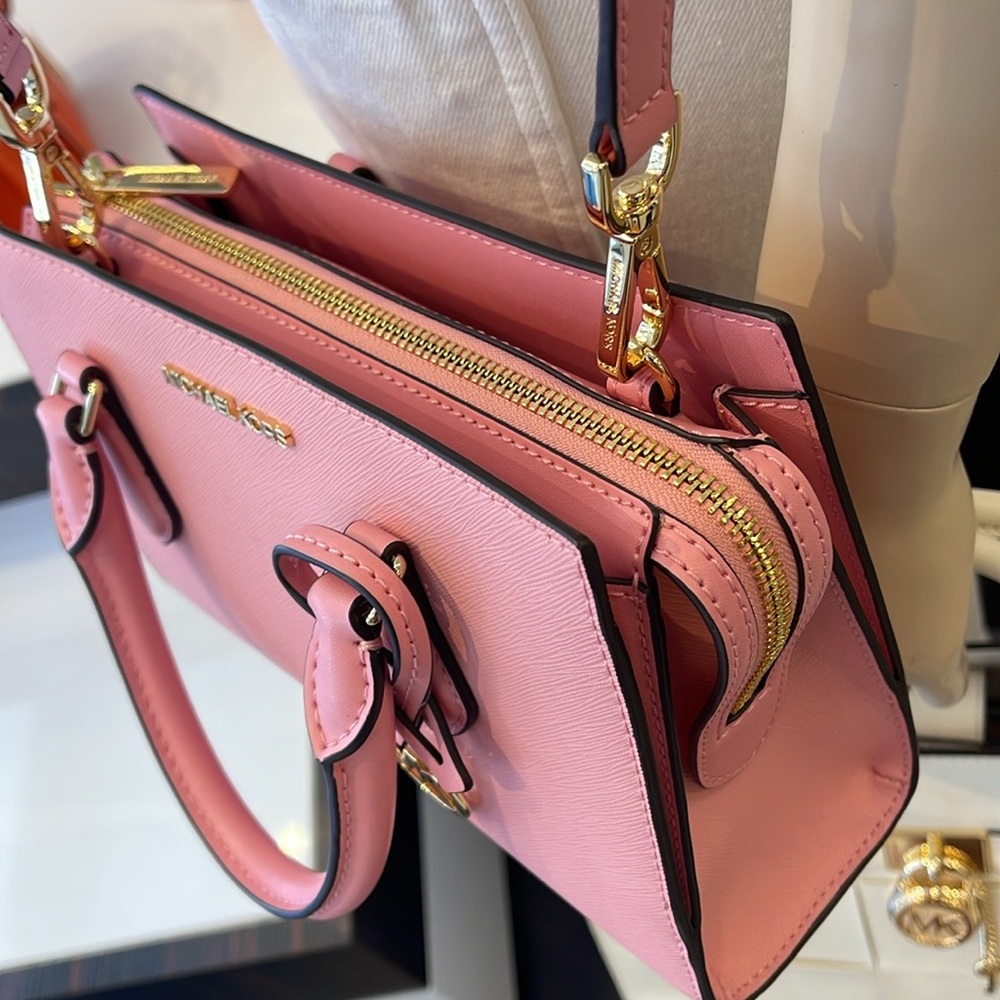 MICHAEL KORS
Sheila Small Faux Saffiano Leather Satchel Crossbody 
Carnation
NWT - Picture 5 of 16